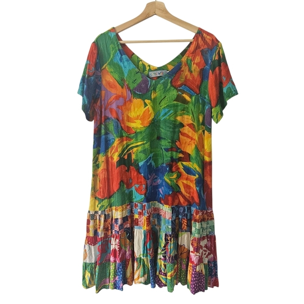 Jams World Hattie Tiered Hawaiian Print Dress Size XL
